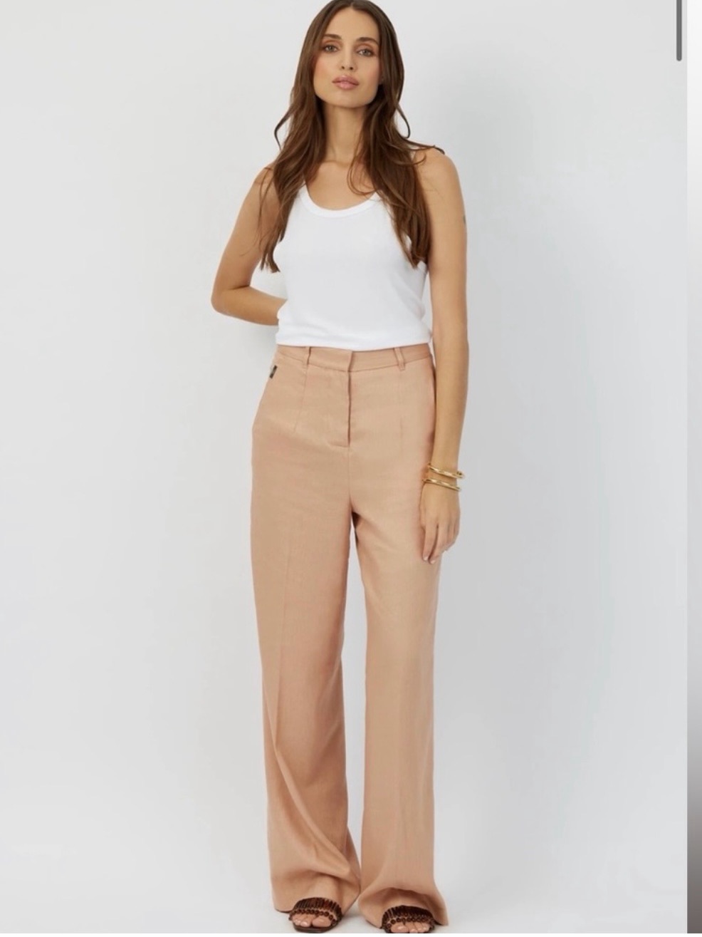 Grey Ven Size 4 Sesame Regatta Wide Leg Pant | Versatile Summer Linen- Nwt $325